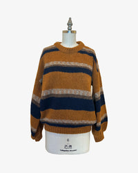 Baby Alpaca Wool Sweater | Amber Navy Stripe