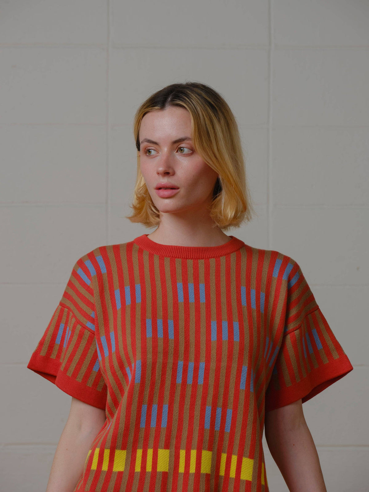 Bauhaus Short Sleeve Sweater Tee | Carnelian