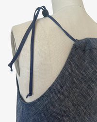 Linen Bias Halter Top | 2-Tone Navy