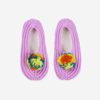 Marble Pom Knit Slippers | Lilac