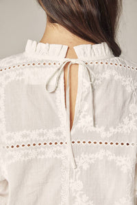 Puff Sleeve Tie Back Top | White