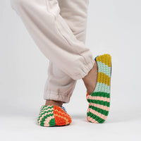 Patchwork Stripe Rib Slippers | Rainbow