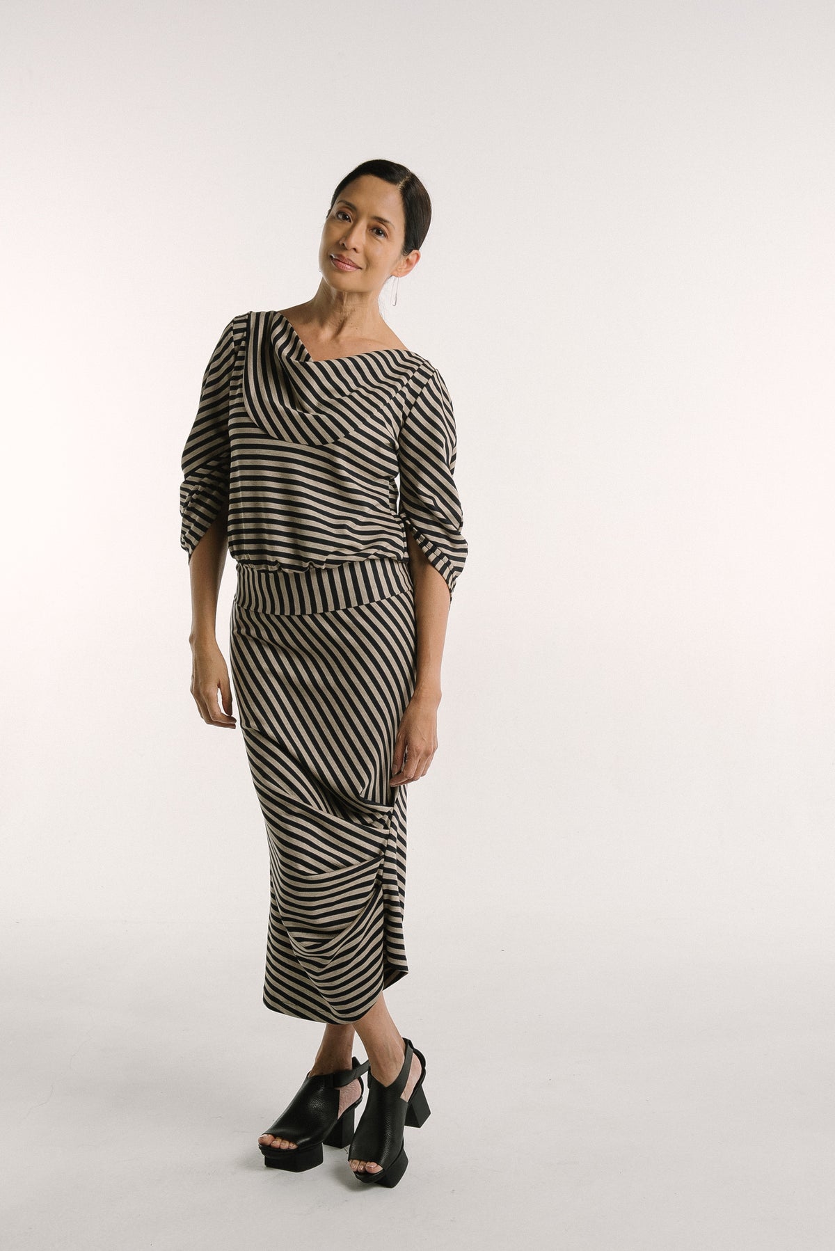 Caterpillar Long Skirt + Tube Dress | Mocha Stripe