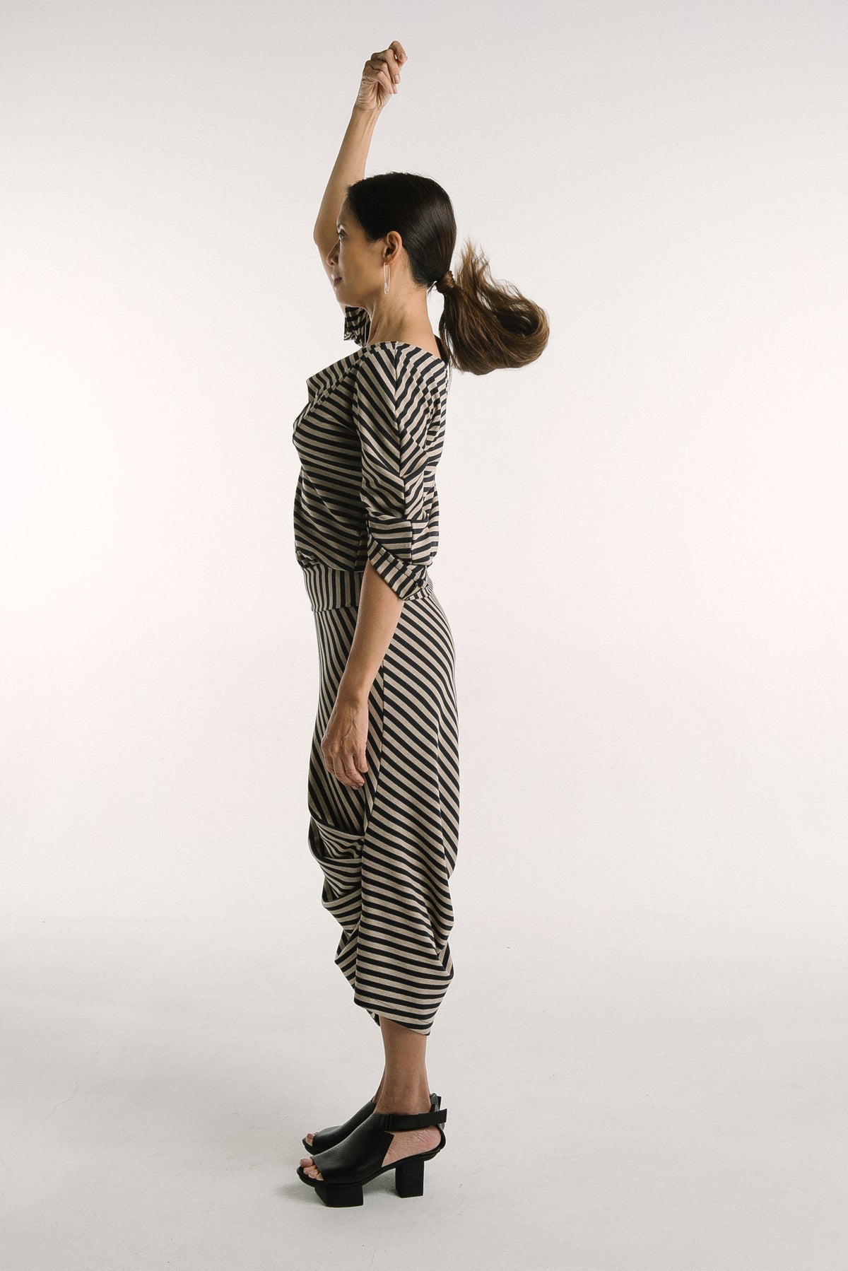 Caterpillar Long Skirt + Tube Dress | Mocha Stripe