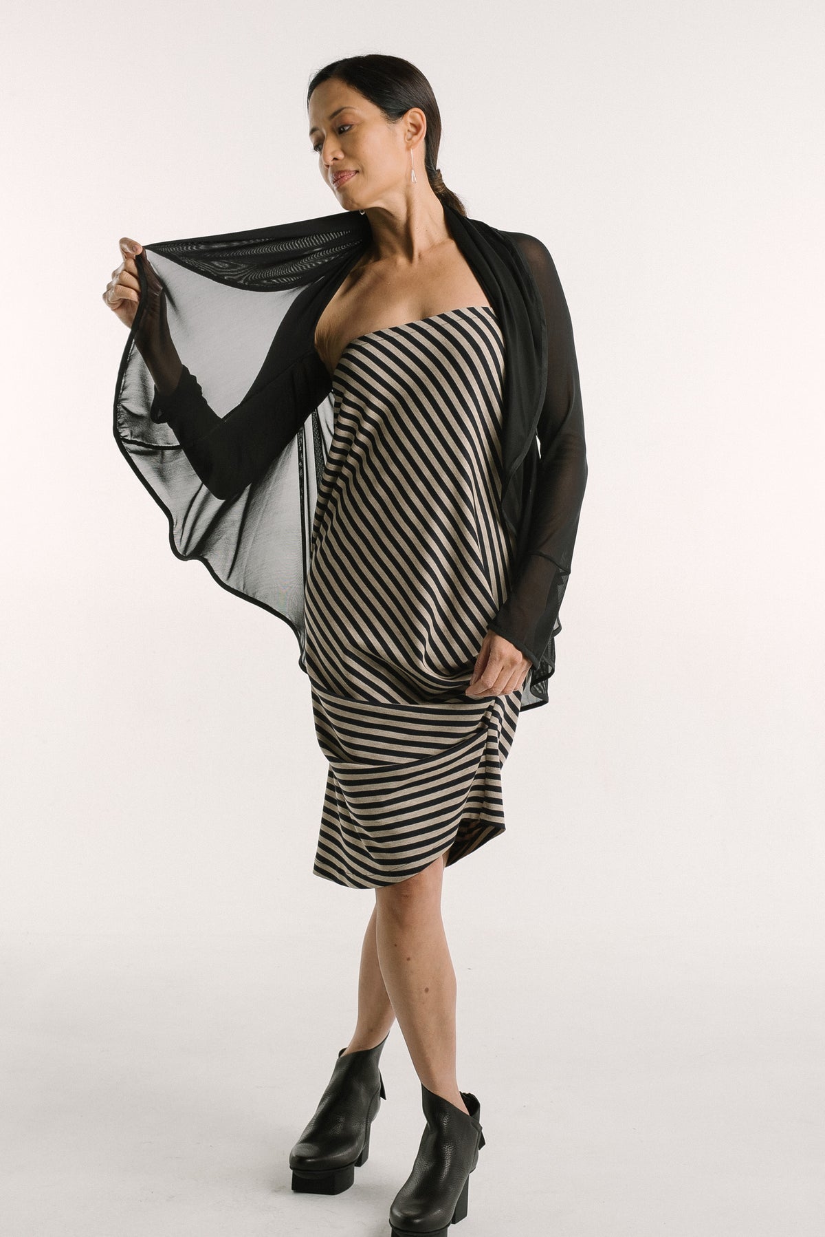 Caterpillar Long Skirt + Tube Dress | Mocha Stripe