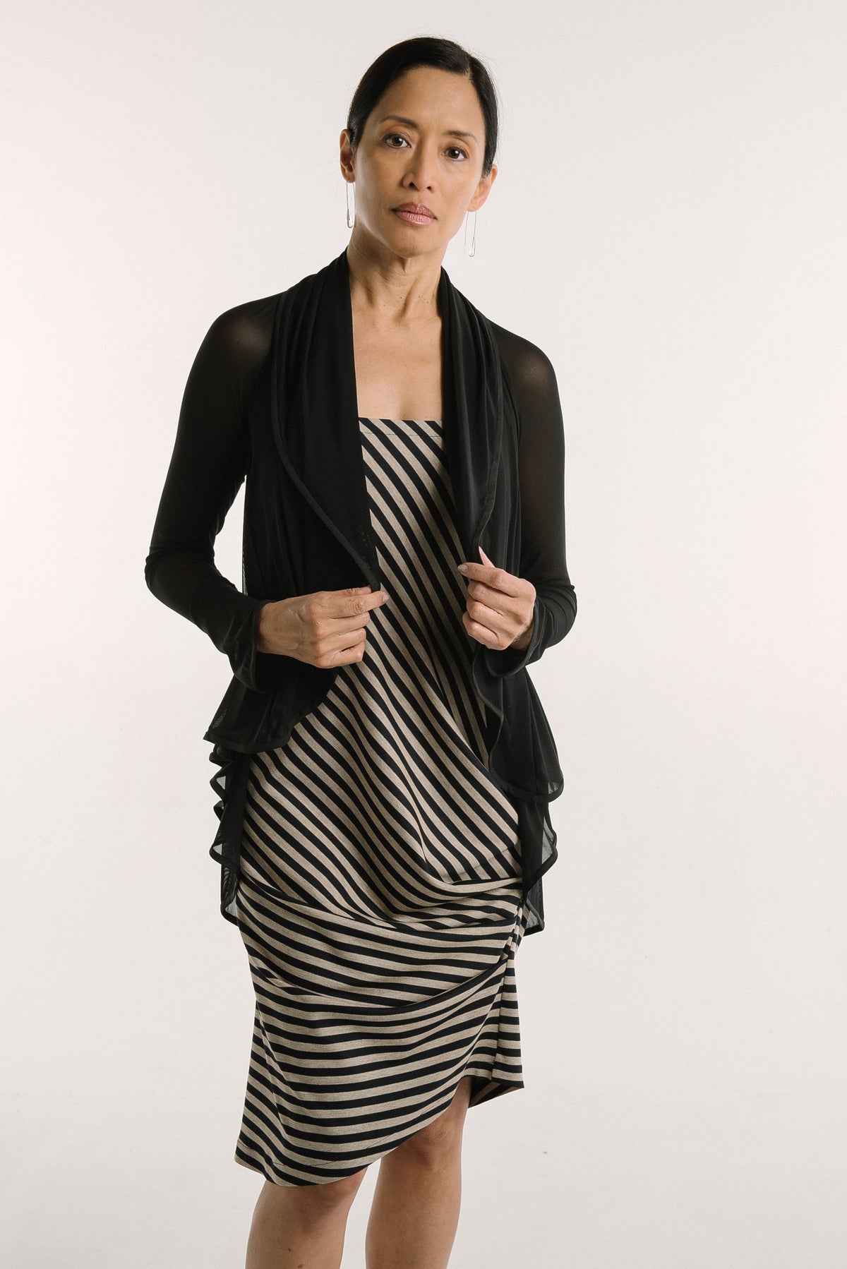 Caterpillar Long Skirt + Tube Dress | Mocha Stripe