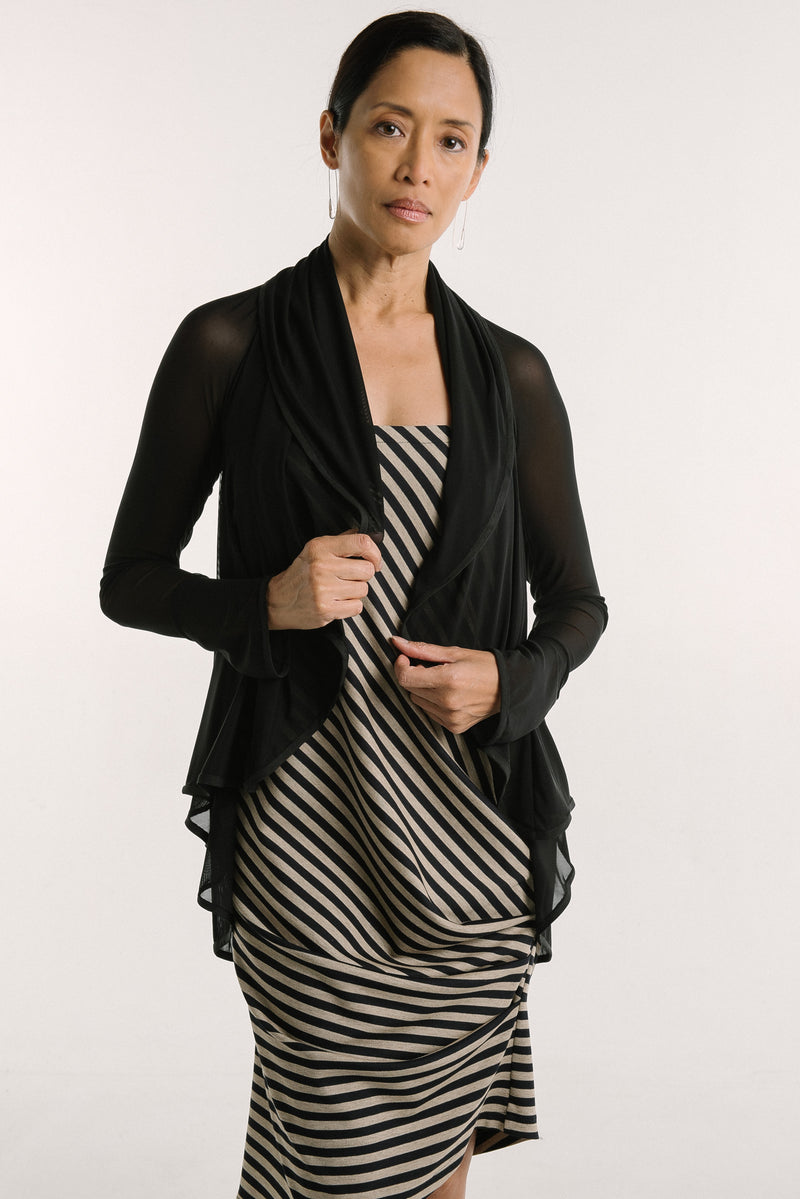 Circle Cardigan | Black Mesh