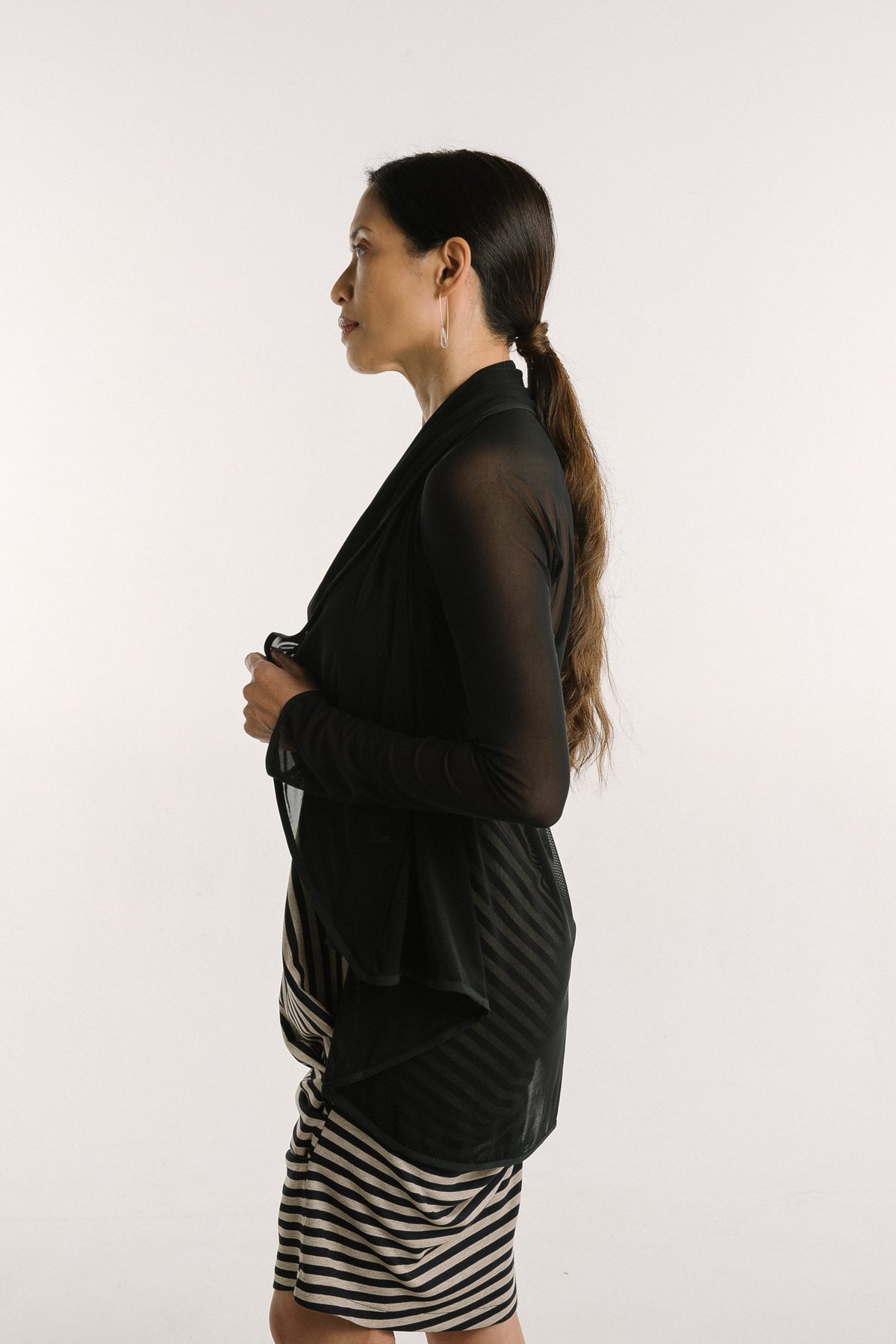 Circle Cardigan | Black Mesh