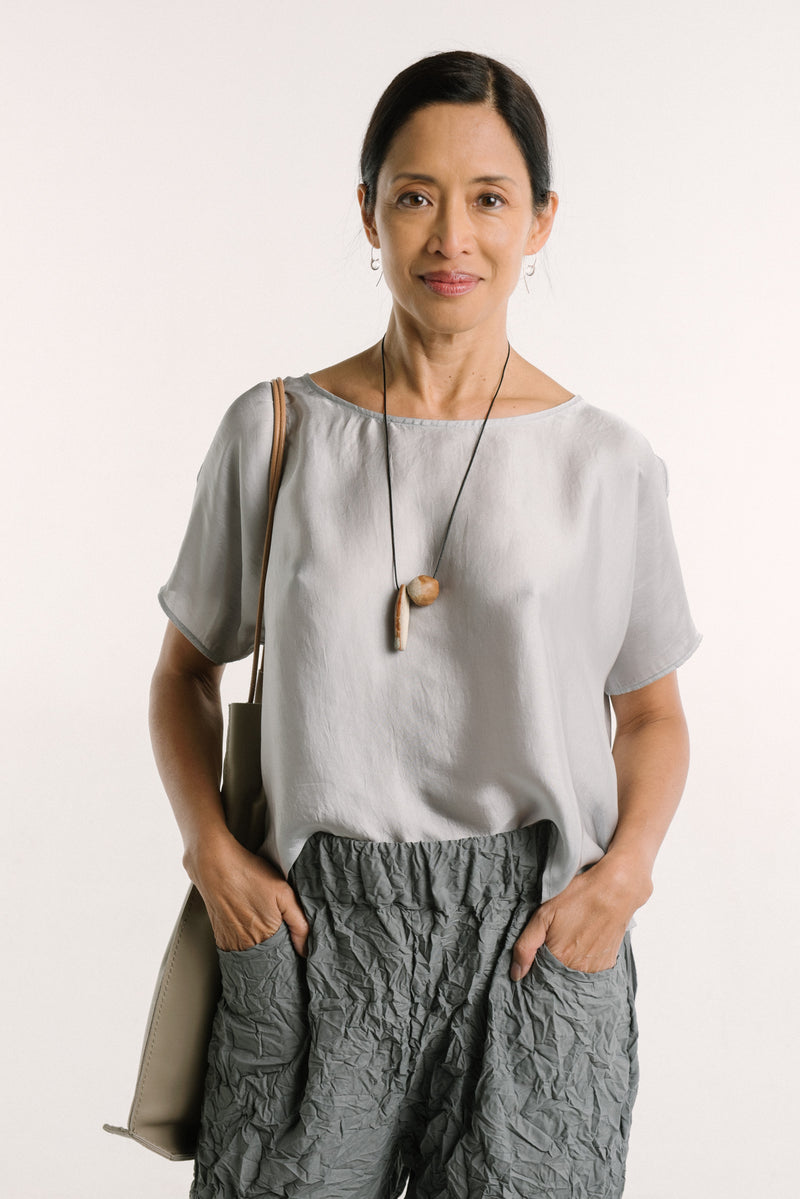 Cropped Easy Tee | Dove Grey Shimmer