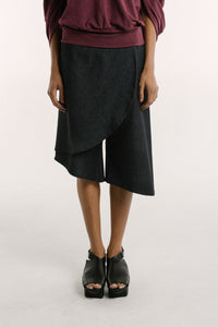Asymmetrical Knee Skort | Stretch Denim
