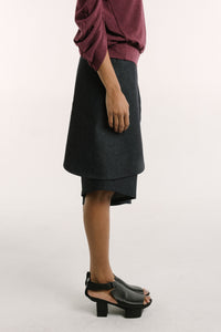 Asymmetrical Knee Skort | Stretch Denim