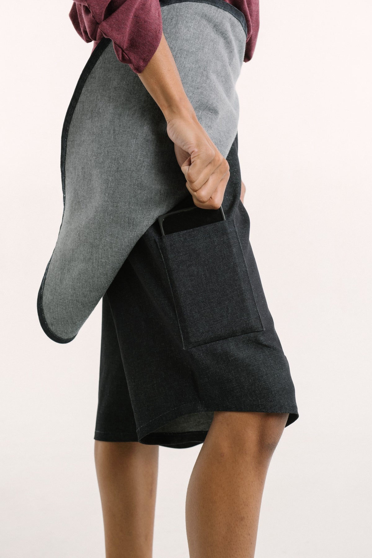 Asymmetrical Knee Skort | Stretch Denim
