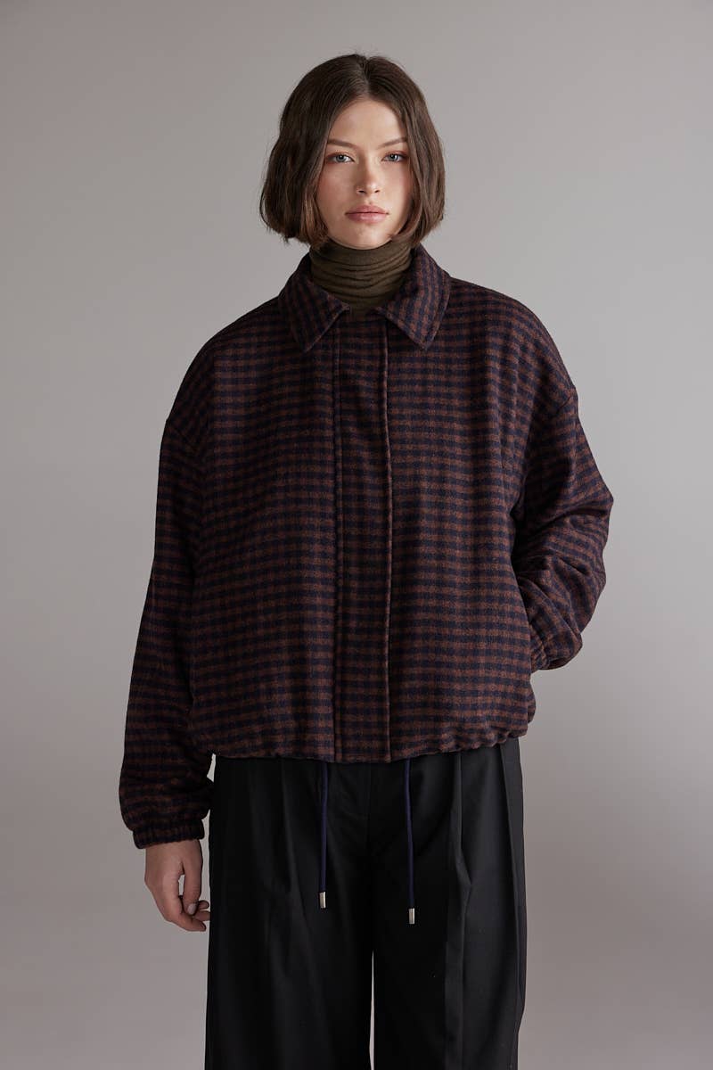 Gingham Jacket | Wine/Black Plaid
