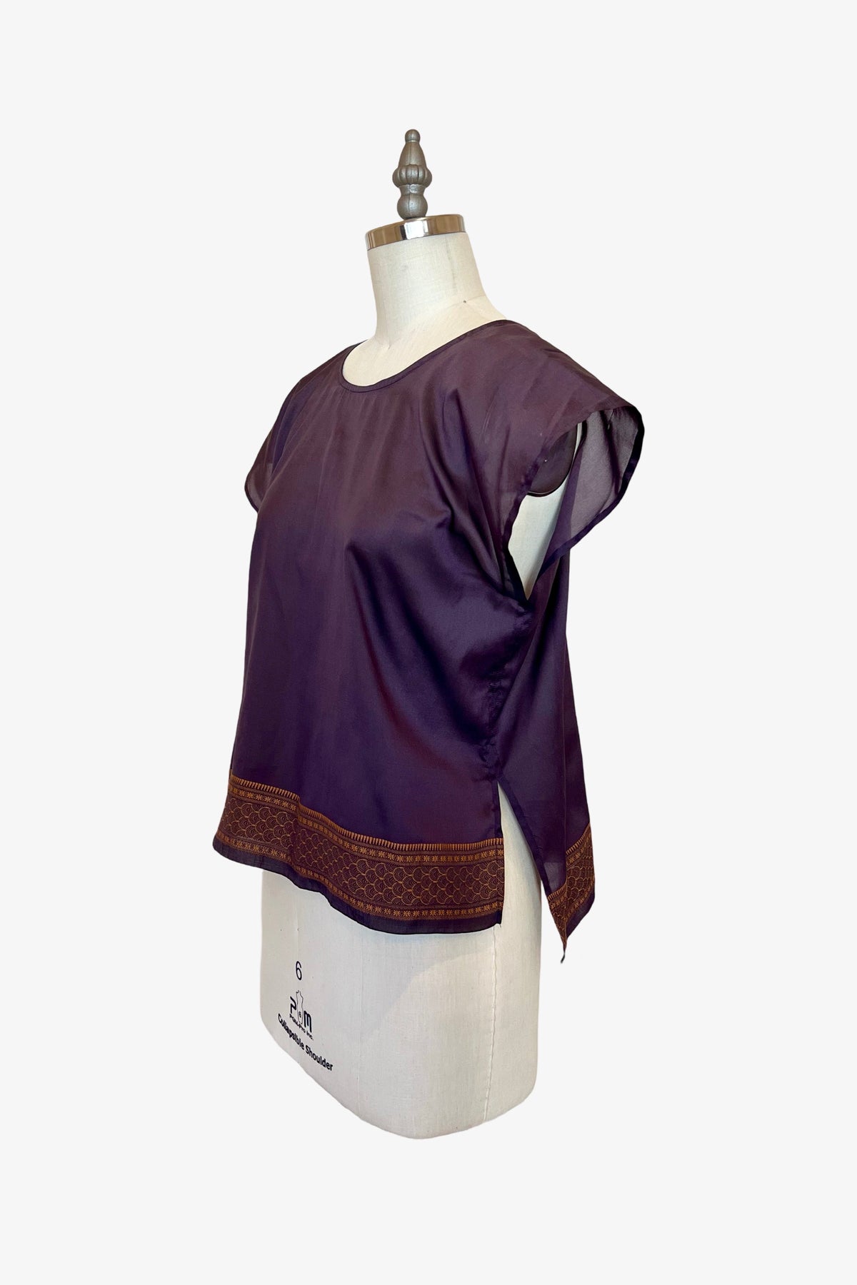 Selvedge Top | Aubergine Saree