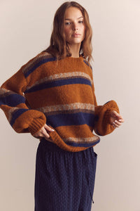 Baby Alpaca Wool Sweater | Amber Navy Stripe