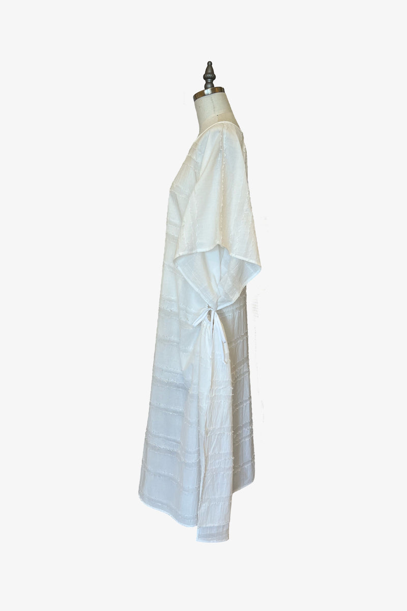 Convertible Lisbon Dress | Textured White Stripe