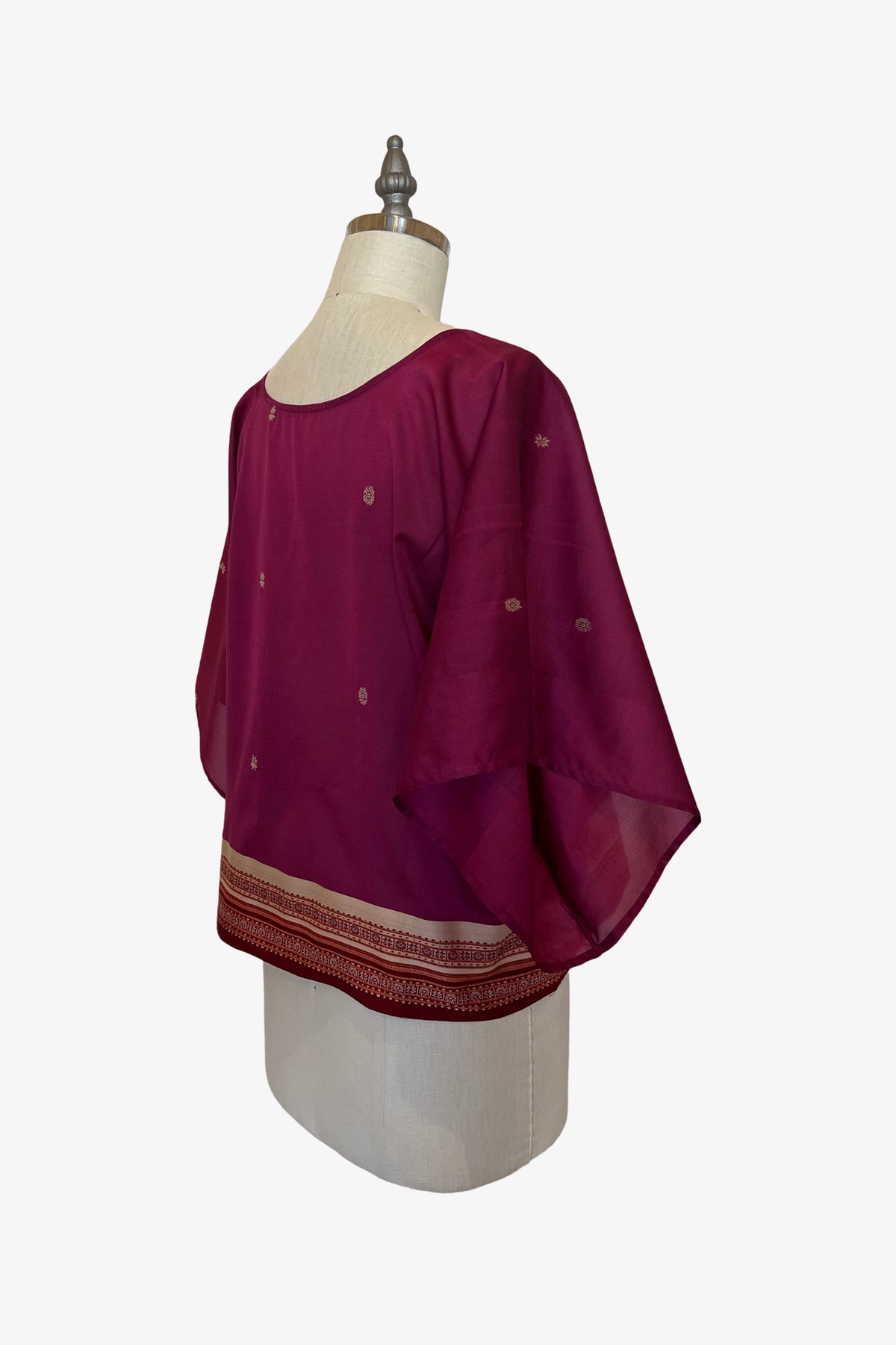 Lisbon Top | Orchid Merlot Dot Saree