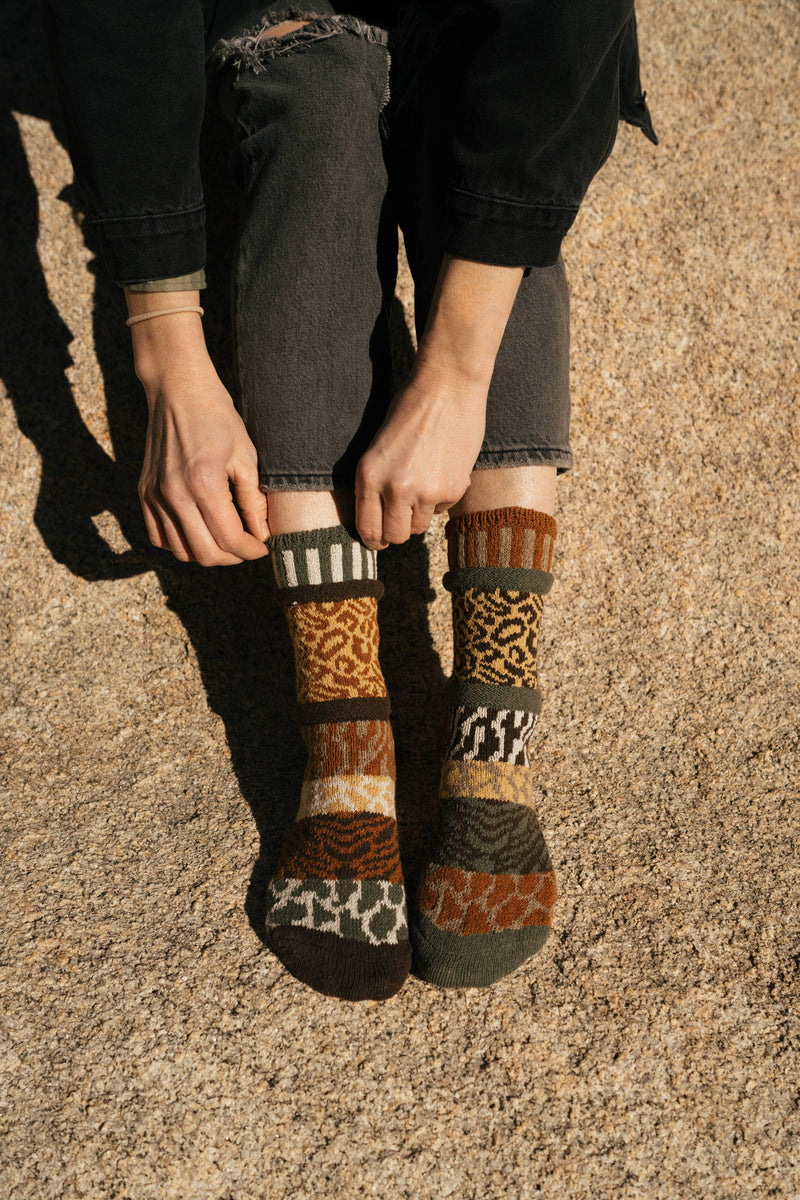 Mismatched Cotton Crew Socks | Savanna Crew Socks 