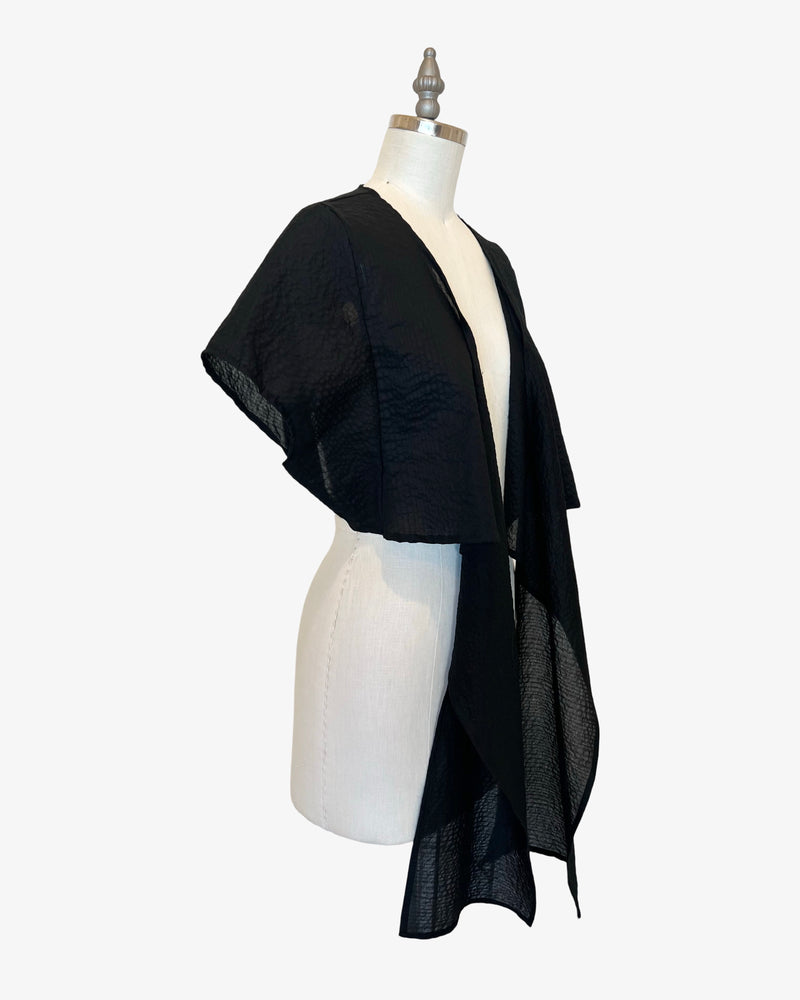 Dolman Wrap | Black Bubble Seersucker