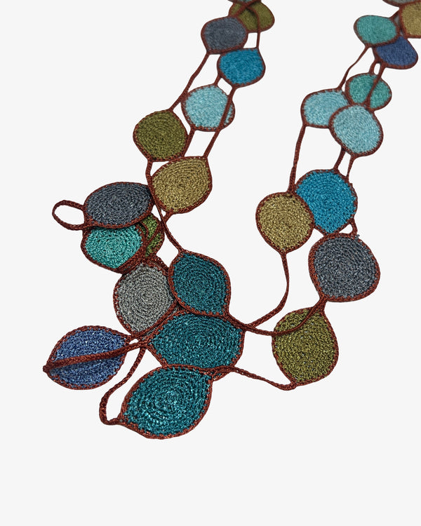 Long Oval Leaf Necklace | Peacock