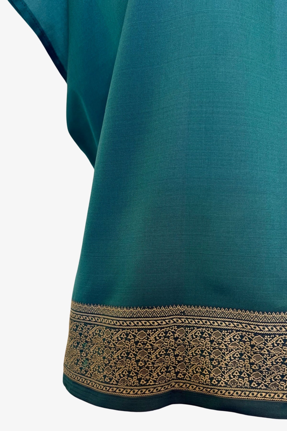 Selvedge Top | Teal Cream Saree