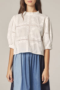 Puff Sleeve Tie Back Top | White