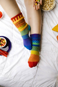 Mismatched Cotton Crew Socks | Rainbow