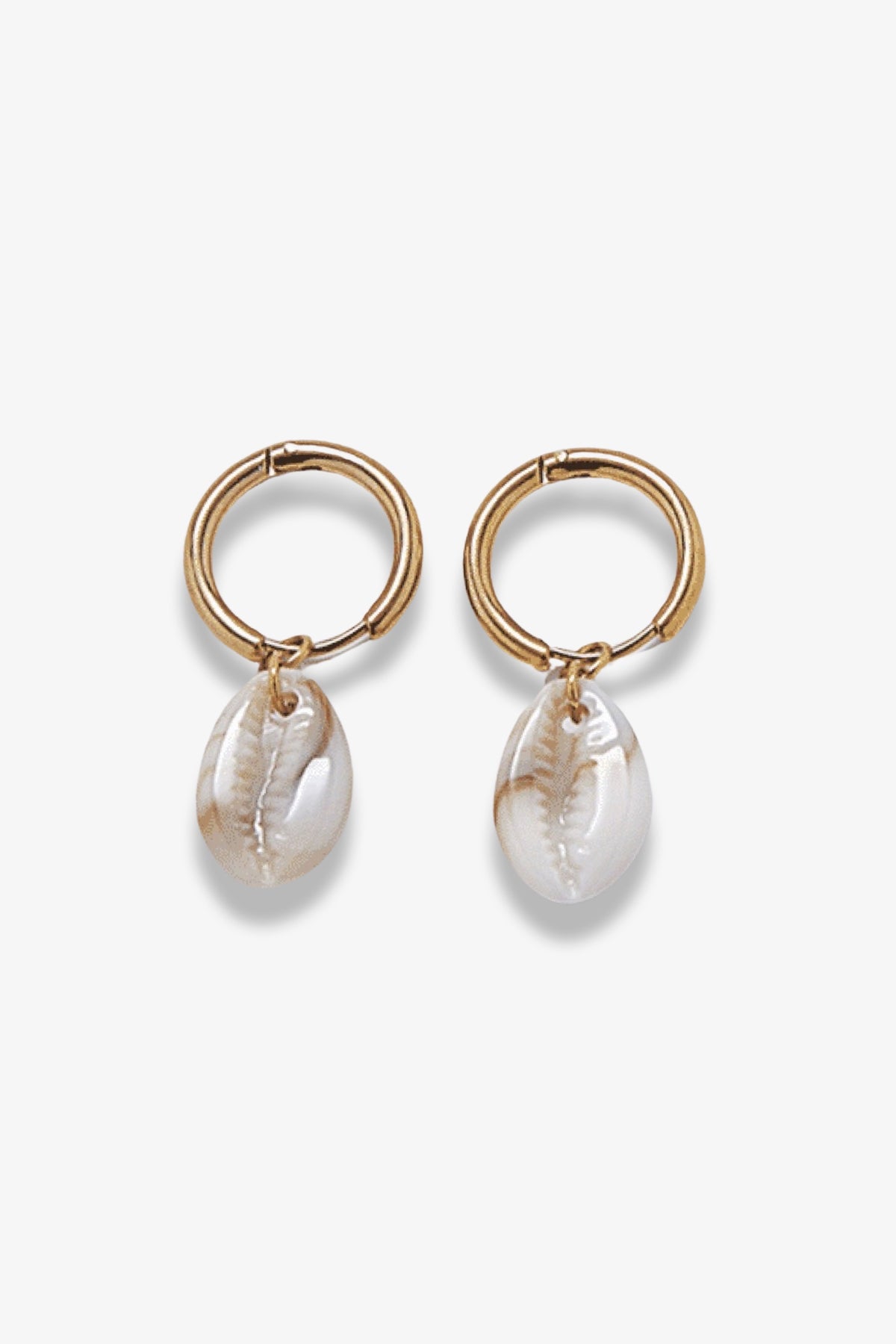 Gold Cowrie Shell Huggie Earrings