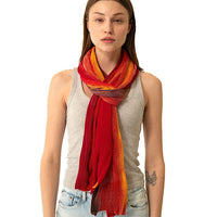 Tie Dyed Silk Scarf | Red+Orange