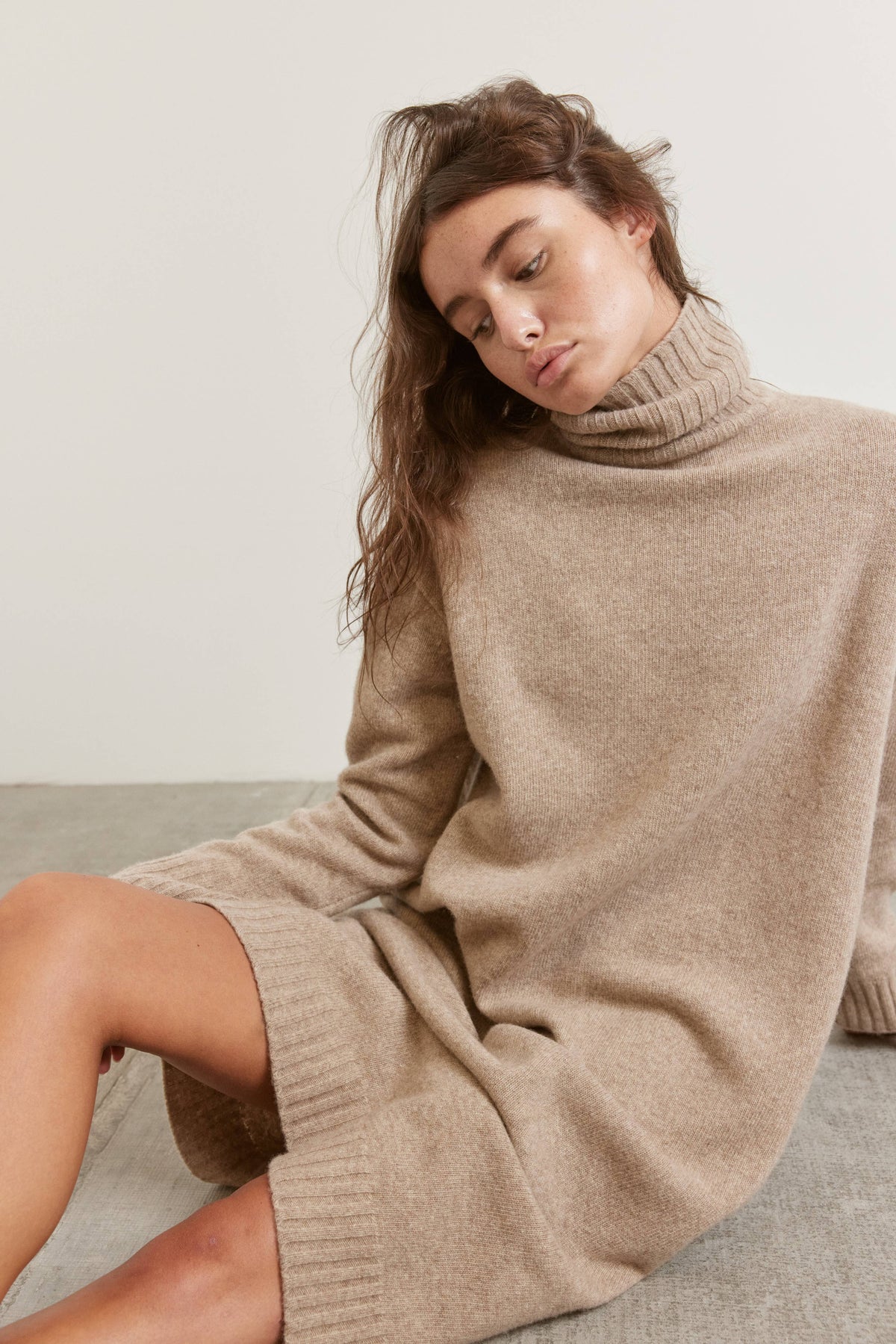 Wool Turtleneck Midi Dress | Mocha