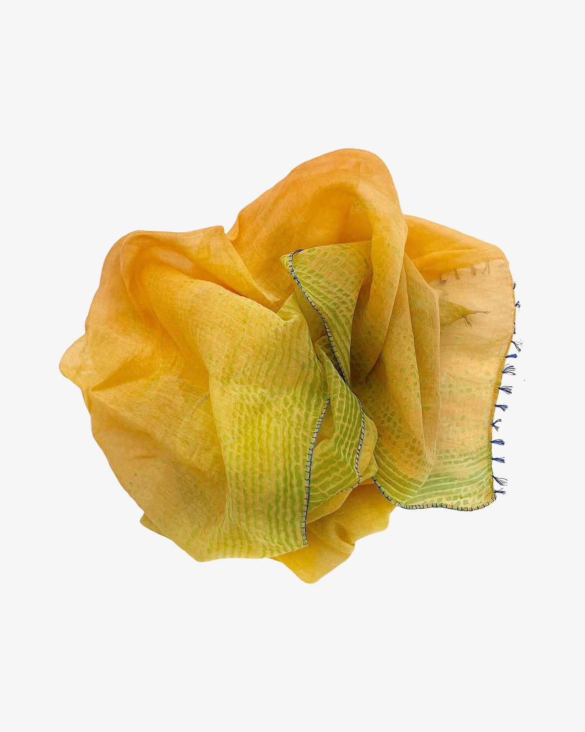 Cotton Silk Scarf | Lime+Orange+Indigo