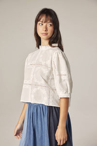 Puff Sleeve Tie Back Top | White