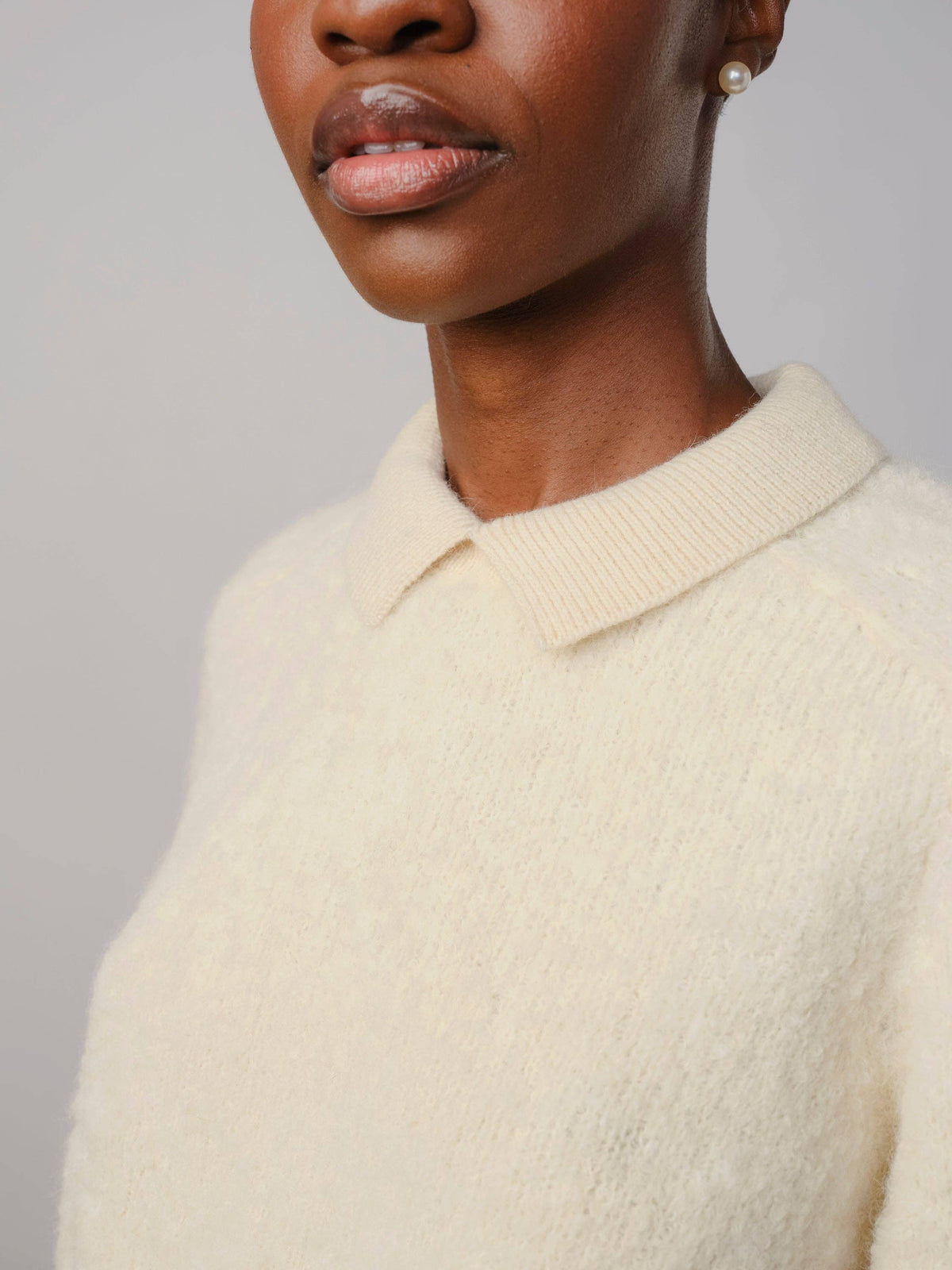 Ramona Bouclé L/S Polo | Calcite