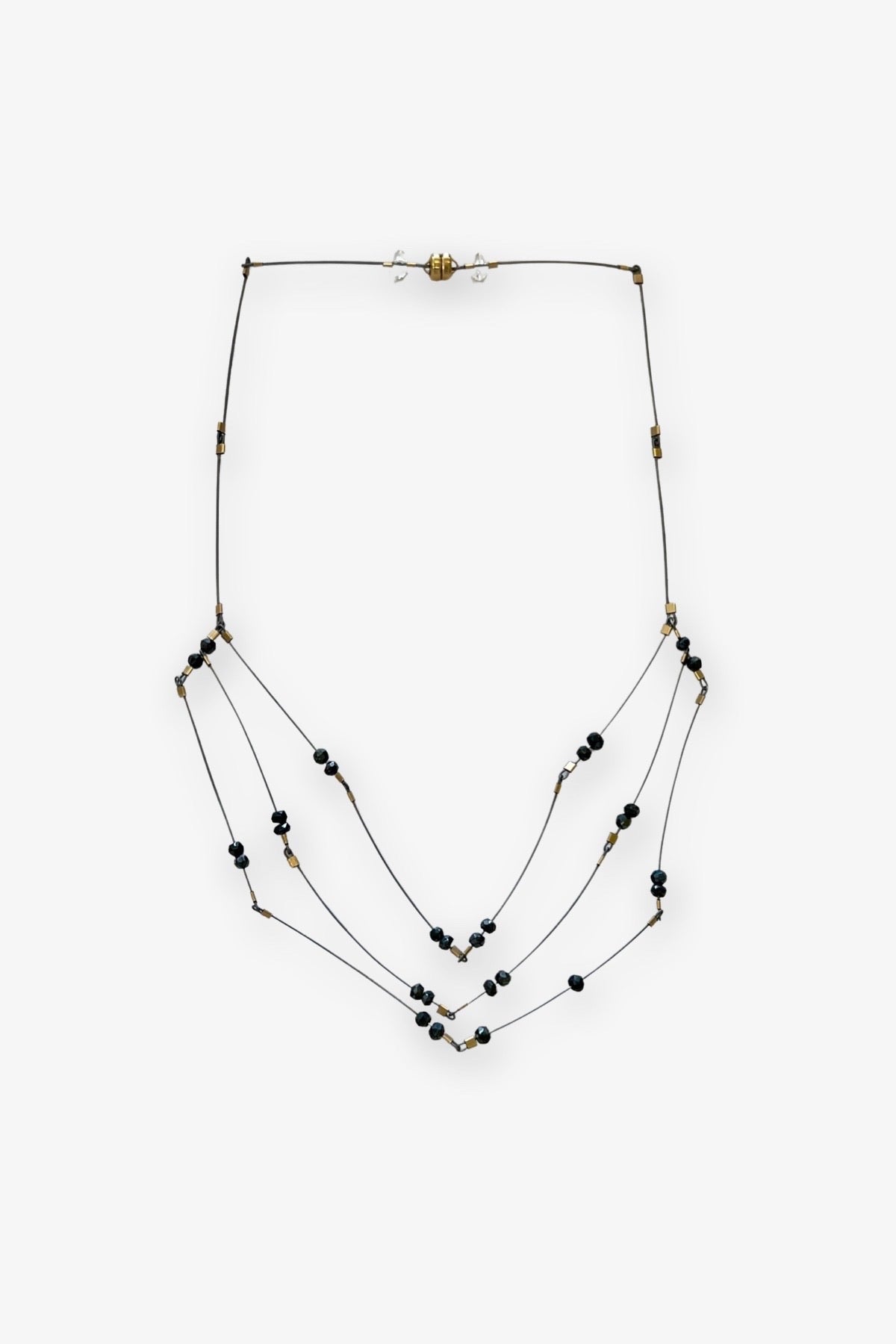 Mini Faceted Necklace | Spinel/Gunmetal/Gold