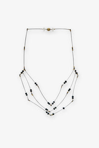Mini Faceted Necklace | Spinel/Gunmetal/Gold