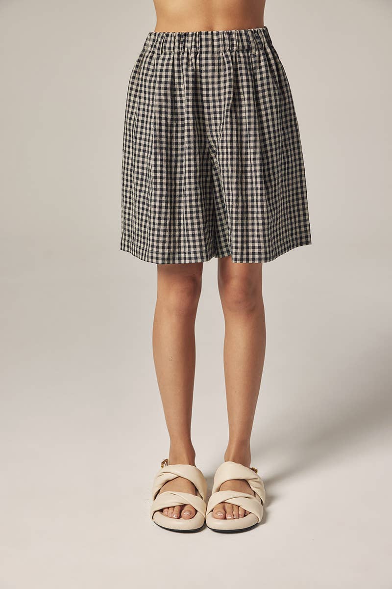 Gingham Easy Shorts | Black/Natural Checkers