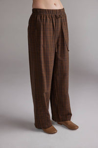 Tie Waist Pants | Brown/Black Plaid