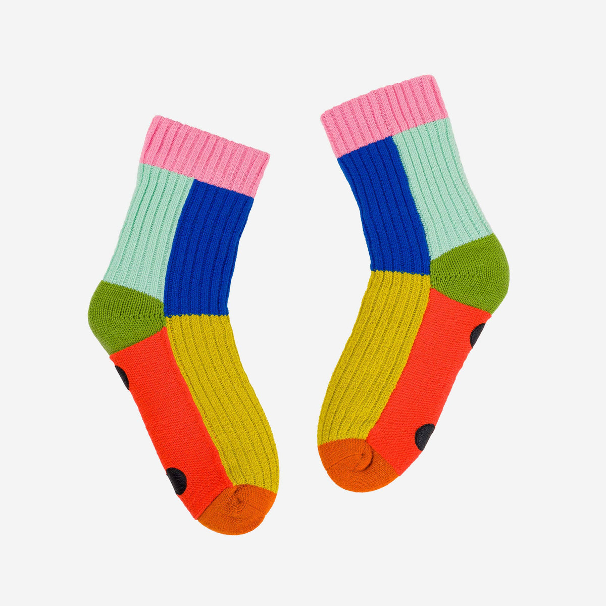 Kaleidoscope Knit House Socks | Olive Cobalt