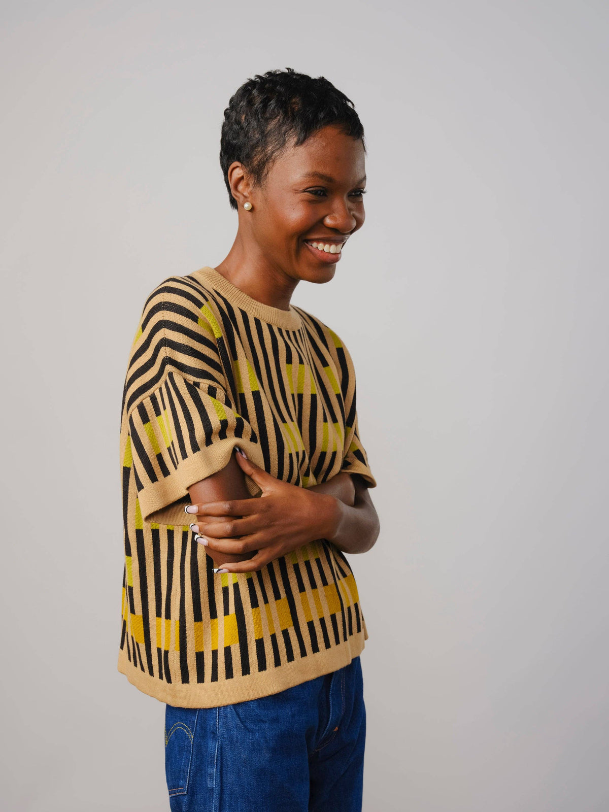 Bauhaus Short Sleeve Sweater Tee | Peridot