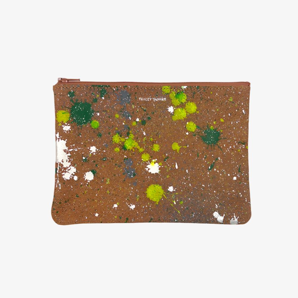 Medium Zip Pouch | Splatter Green Silver