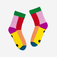 Kaleidoscope Knit House Socks | Peach Red