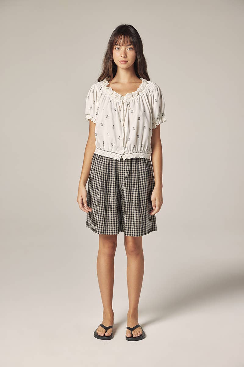 Gingham Easy Shorts | Black/Natural Checkers