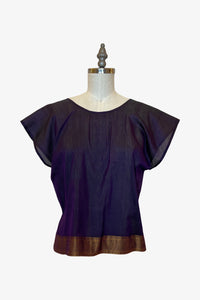 Selvedge Top | Purple Gold Saree