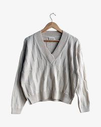Lilly Chevron V-Neck Sweater | Plaster