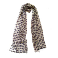 Long Cotton Silk Scarf | Lavender Grey Dots