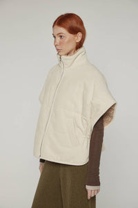 Reversible High-Neck Vest | Cream/Taupe