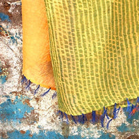 Cotton Silk Scarf | Lime+Orange+Indigo