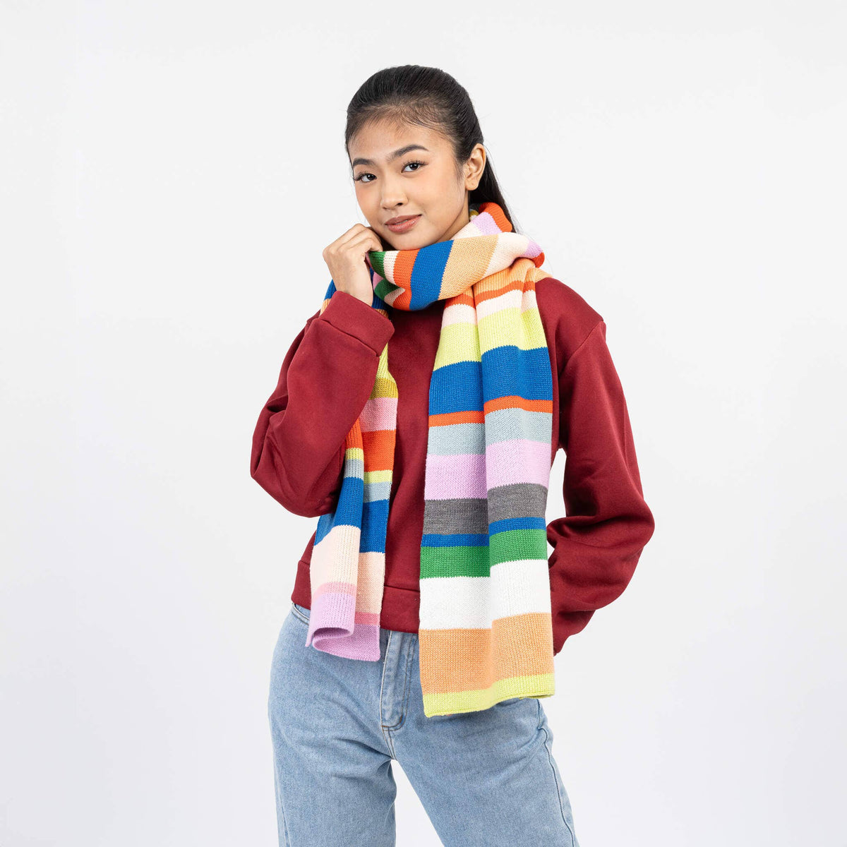 Multi Stripe Big Scarf | Rainbow