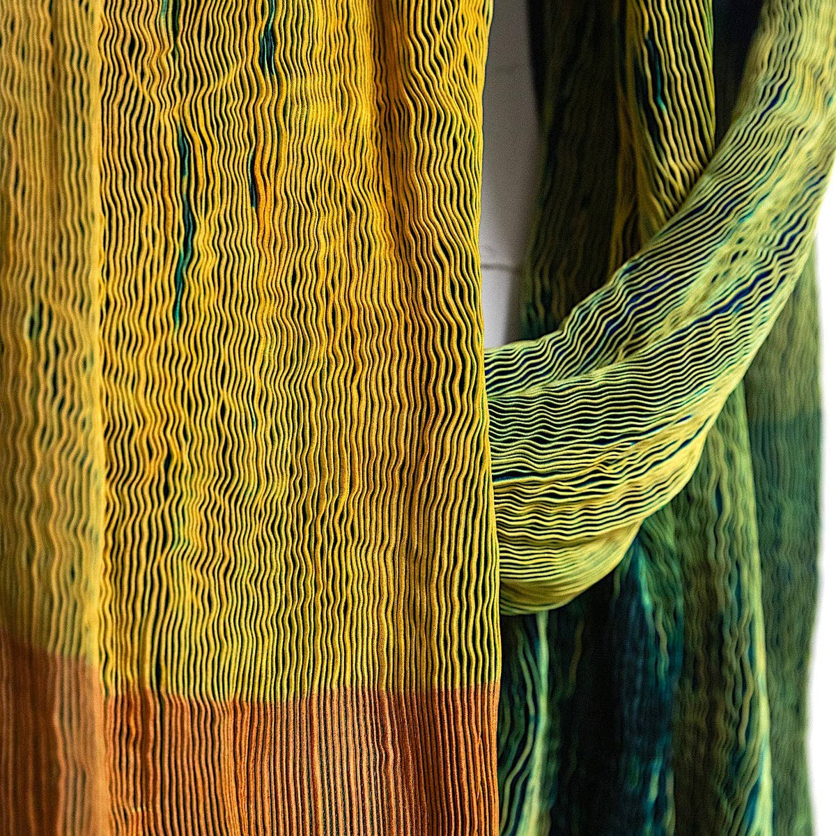 Tie Dyed Silk Scarf | Cinnamon Orange Green Blue