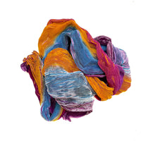 Tie Dyed Silk Scarf | Purple Blue Marigold